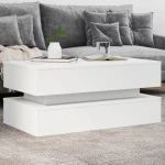 Τραπεζάκι Σαλονιού με LED Λευκό 90 x 50 x 40 εκ. Λευκό 839861