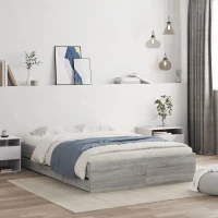 Πλαίσιο Κρεβατιού με συρτάρια Γκρι sonoma 135x190εκ. Επεξ. Ξύλο Γκρι 3207313