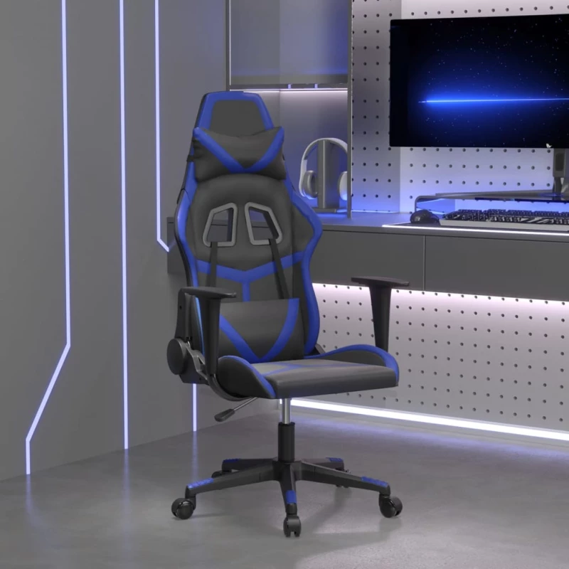 Καρέκλα Gaming Μαύρο/Μπλε από Συνθετικό Δέρμα Μαύρο 3143665