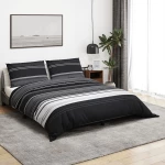 Σετ Παπλωματοθήκης Μαύρο και Λευκό 260x240 εκ. Βαμβακερό 136498