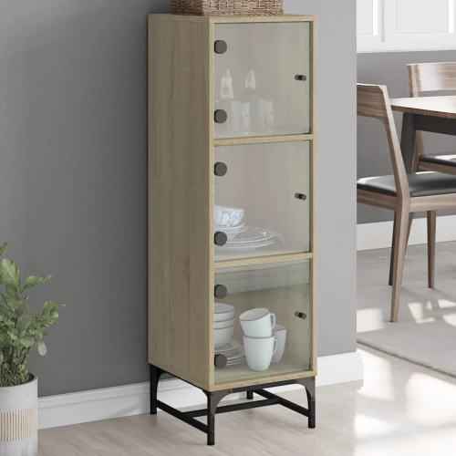 Ντουλάπι Sonoma Δρυς 35 x 37 x 120 εκ. με Γυάλινες Πόρτες Καφέ 836562