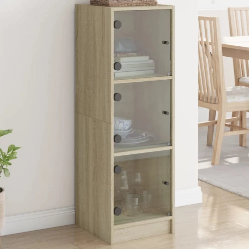 Ντουλάπι Sonoma Δρυς 35 x 37 x 109 εκ. με Γυάλινες Πόρτες Καφέ 836387