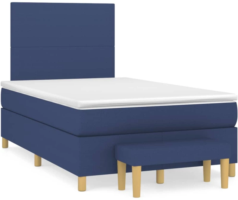 Κρεβάτι Boxspring με Στρώμα Μπλε 120x190 εκ. Υφασμάτινο Μπλε 3270396