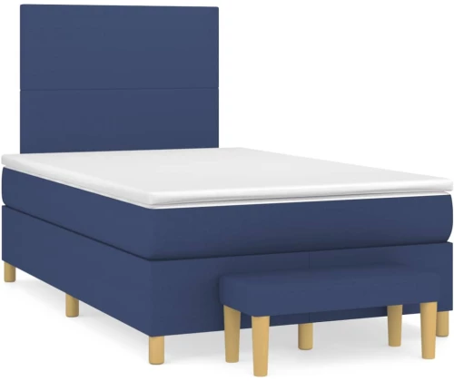 Κρεβάτι Boxspring με Στρώμα Μπλε 120x190 εκ. Υφασμάτινο Μπλε 3270396