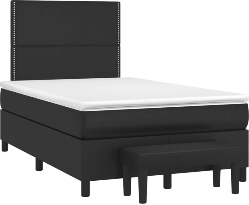 Κρεβάτι Boxspring με Στρώμα Μαύρο 120x190εκ.από Συνθετικό Δέρμα Μαύρο 3270445