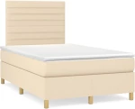 Κρεβάτι Boxspring με Στρώμα & LED Κρεμ 120x190 εκ. Υφασμάτινο Κρεμ 3270258