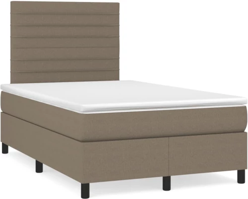 Κρεβάτι Boxspring με Στρώμα & LED Taupe 120x190 εκ. Υφασμάτινο μπεζ-γκρι 3270208