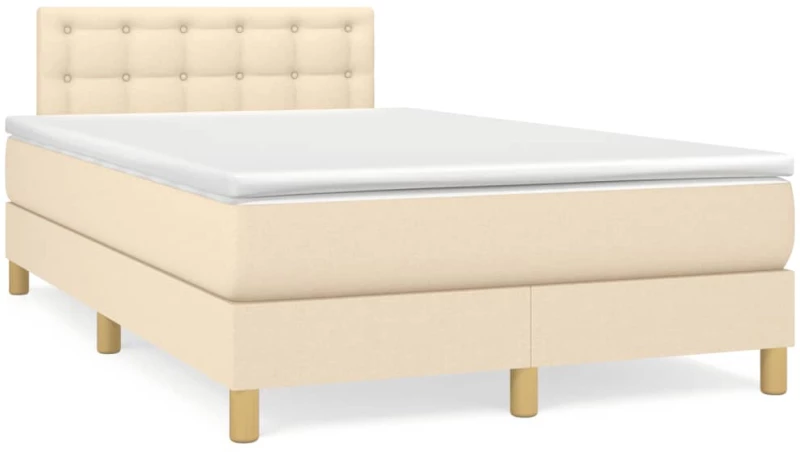 Κρεβάτι Boxspring με Στρώμα & LED Κρεμ 120x190 εκ. Υφασμάτινο Κρεμ 3270121