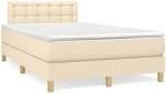 Κρεβάτι Boxspring με Στρώμα & LED Κρεμ 120x190 εκ. Υφασμάτινο Κρεμ 3270121
