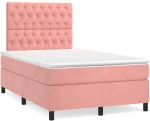 Κρεβάτι Boxspring με Στρώμα Ροζ 120x190 εκ. Βελούδινο Ροζ 3270018