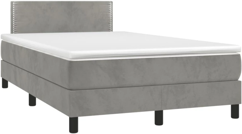 Κρεβάτι Boxspring με Στρώμα & LED Αν.Γκρι 120x190εκ. Βελούδινο Γκρι 3270147
