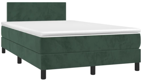 Κρεβάτι Boxspring με Στρώμα & LED Σκ. Πράσινο 120x190εκ Βελούδο Πράσινο 3270144