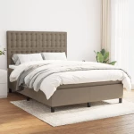 Κρεβάτι Boxspring με Στρώμα Taupe 140x200 εκ. Υφασμάτινο μπεζ-γκρι 3142101