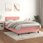 Κρεβάτι Boxspring με Στρώμα Ροζ 120x200 εκ. Βελούδινο Ροζ 3141358