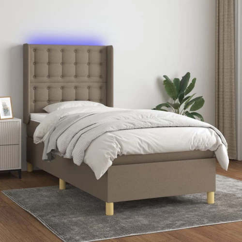 Κρεβάτι Boxspring με Στρώμα & LED Taupe 80x200 εκ. Υφασμάτινο μπεζ-γκρι 3139153