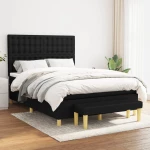 Κρεβάτι Boxspring με Στρώμα Μαύρο 140x200 εκ. Υφασμάτινο Μαύρο 3137479