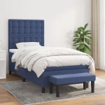 Κρεβάτι Boxspring με Στρώμα Μπλε 90x190 εκ.Υφασμάτινο Μπλε 3136883