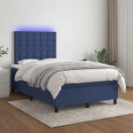Κρεβάτι Boxspring με Στρώμα & LED Μπλε 120x200 εκ. Υφασμάτινο Μπλε 3135187