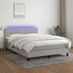 Κρεβάτι Boxspring με Στρώμα & LED Αν.Γκρι 140x200 εκ Υφασμάτινο Γκρι 3133477