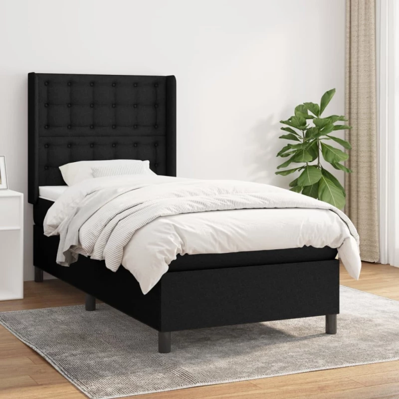 Κρεβάτι Boxspring με Στρώμα Μαύρο 80 x 200 εκ. Υφασμάτινο Μαύρο 3131707