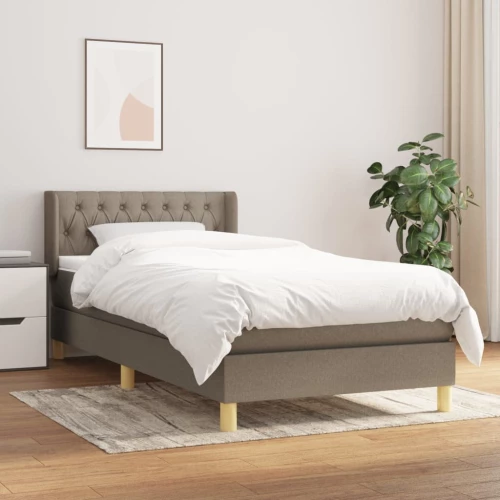 Κρεβάτι Boxspring με Στρώμα Taupe 90x200 εκ. Υφασμάτινο μπεζ-γκρι 3130485