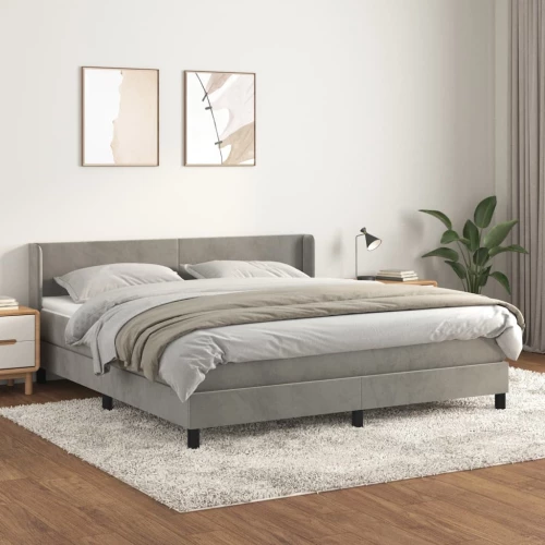 Κρεβάτι Boxspring με Στρώμα Ανοιχτό Γκρι 180x200 εκ. Βελούδινο Γκρι 3130853