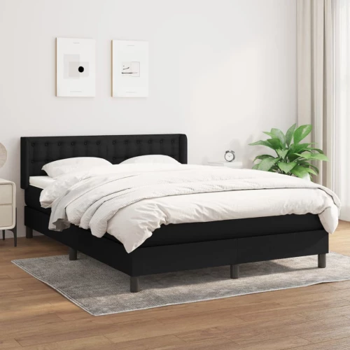 Κρεβάτι Boxspring με Στρώμα Μαύρο 140x200 εκ. Υφασμάτινο Μαύρο 3130035