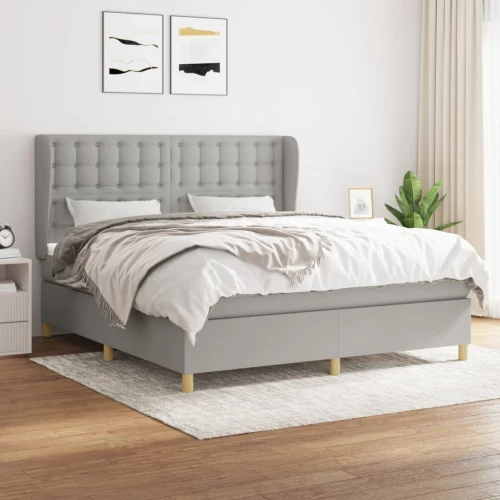 Κρεβάτι Boxspring με Στρώμα Ανοιχτό Γκρι 180x200 εκ. Υφασμάτινο Γκρι 3128861