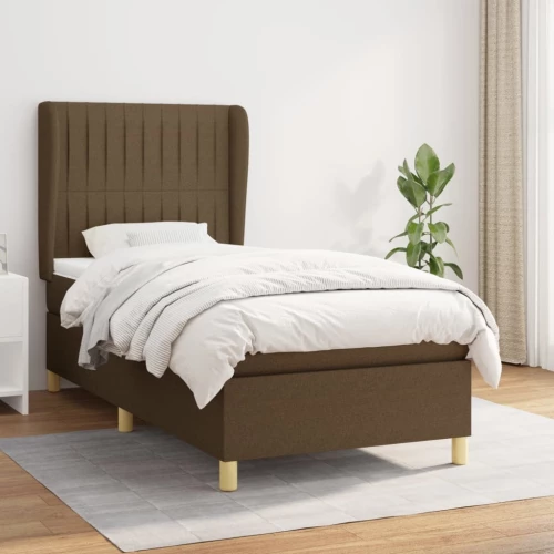 Κρεβάτι Boxspring με Στρώμα Σκούρο Καφέ 100x200 εκ. Υφασμάτινο Καφέ 3128664