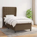 Κρεβάτι Boxspring με Στρώμα Σκούρο Καφέ 90x200 εκ. Υφασμάτινο Καφέ 3128256