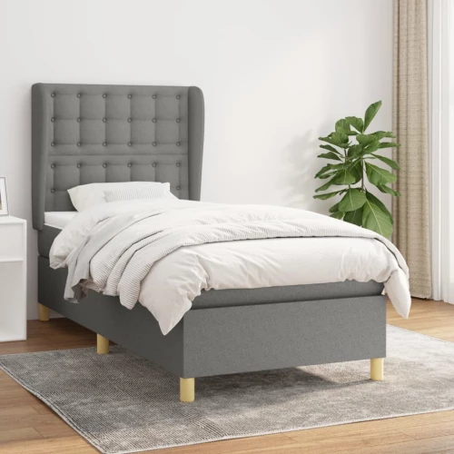 Κρεβάτι Boxspring με Στρώμα Σκούρο Γκρι 80x200 εκ. Υφασμάτινο Γκρι 3128798
