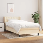 Κρεβάτι Boxspring με Στρώμα Κρεμ 100 x 200 εκ. Υφασμάτινο Κρεμ 3126546