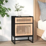 Κομοδίνο Μαύρο 40x30x55,5 εκ. Επεξεργασμένο Ξύλο & Σίδερο Μαύρο 352093