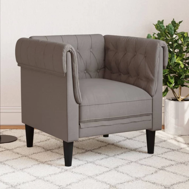 Πολυθρόνα Chesterfield Taupe Υφασμάτινη μπεζ-γκρι 372543