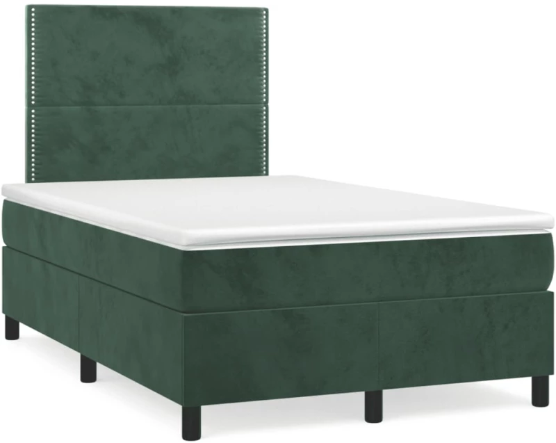 Κρεβάτι Boxspring με Στρώμα & LED Σκ. Πράσινο 120x190εκ Βελούδο Πράσινο 3270308