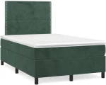 Κρεβάτι Boxspring με Στρώμα & LED Σκ. Πράσινο 120x190εκ Βελούδο Πράσινο 3270308