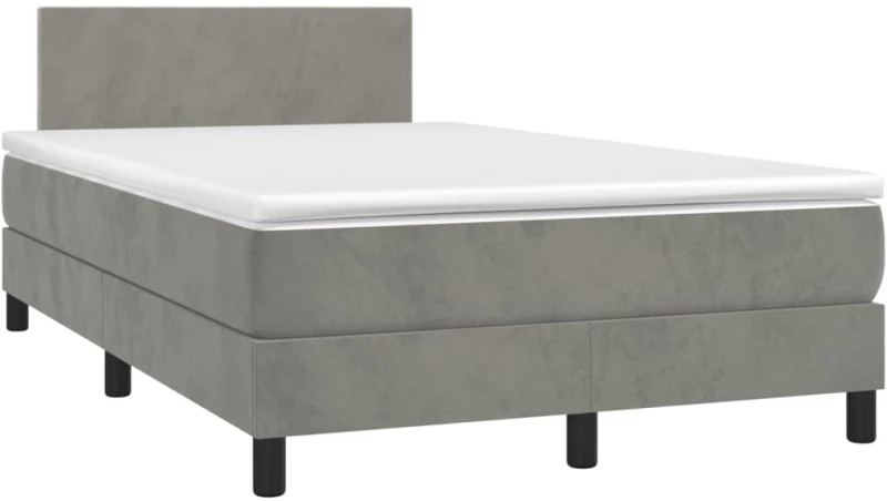 Κρεβάτι Boxspring με Στρώμα & LED Αν.Γκρι 120x190εκ. Βελούδινο Γκρι 3270141