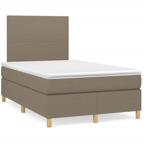 Κρεβάτι Boxspring με Στρώμα & LED Taupe 120x190 εκ. Υφασμάτινο μπεζ-γκρι 3270236
