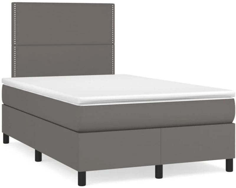 Κρεβάτι Boxspring με Στρώμα & LED Γκρι 120x190 εκ. Συνθ. Δέρμα Γκρι 3270291