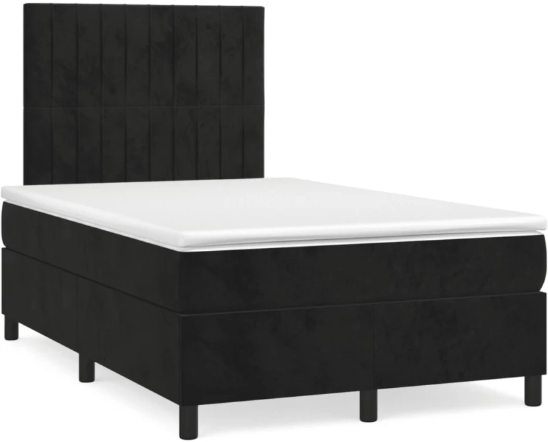 Κρεβάτι Boxspring με Στρώμα & LED Μαύρο 120x190 εκ. Βελούδινο Μαύρο 3270325