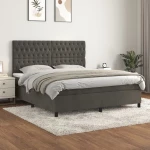 Κρεβάτι Boxspring με Στρώμα Σκούρο Γκρι 180x200 εκ. Βελούδινο Γκρι 3143218