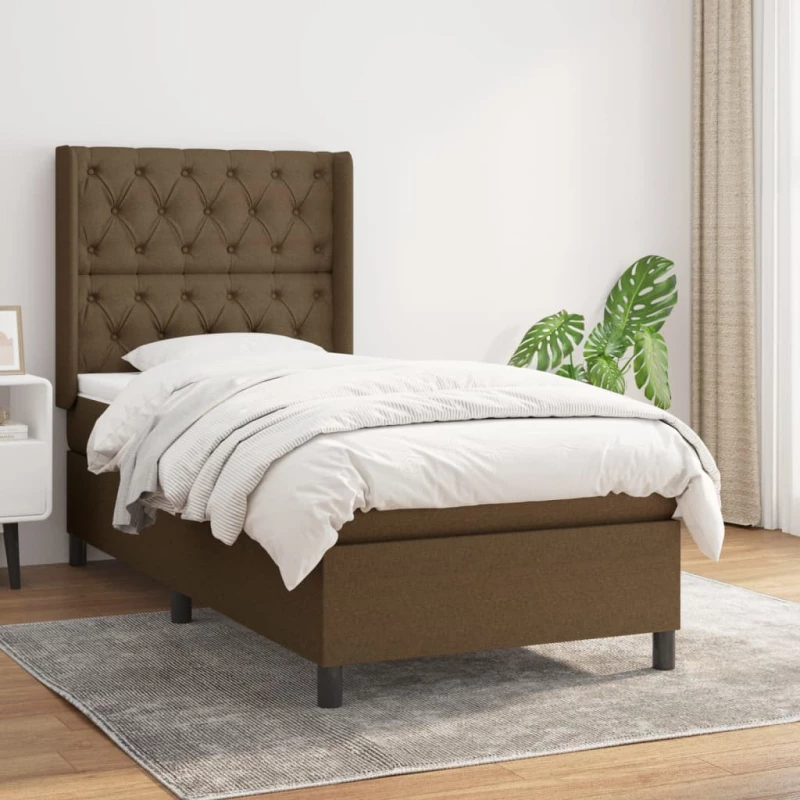 Κρεβάτι Boxspring με Στρώμα Σκούρο Καφέ 80x200 εκ. Υφασμάτινο Καφέ 3131628
