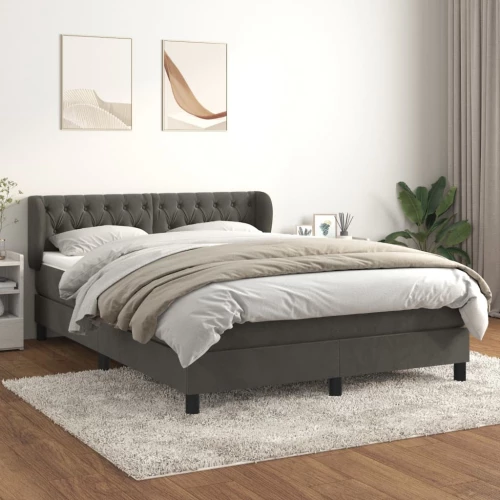 Κρεβάτι Boxspring με Στρώμα Σκούρο Γκρι 140x190 εκ. Βελούδινο Γκρι 3127668