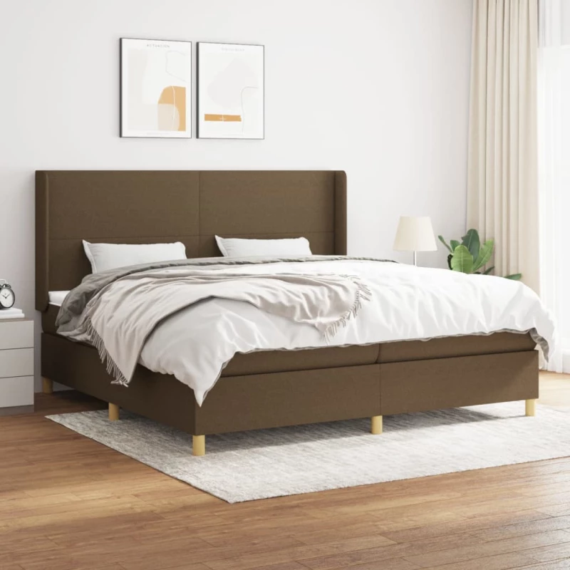Κρεβάτι Boxspring με Στρώμα Σκούρο Καφέ 200x200 εκ. Υφασμάτινο Καφέ 3131860