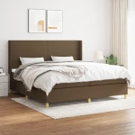 Κρεβάτι Boxspring με Στρώμα Σκούρο Καφέ 200x200 εκ. Υφασμάτινο Καφέ 3131860