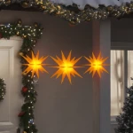 Φωτιστικά Χριστουγεννιάτικα με LED 3 τεμ. Αναδιπλούμενα Κίτρινα 356198