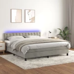 Κρεβάτι Boxspring με Στρώμα & LED Αν.Γκρι 160x200 εκ. Βελούδινο Γκρι 3134651