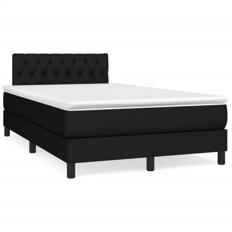 Κρεβάτι Boxspring με Στρώμα & LED Μαύρο 120x190 εκ. Υφασμάτινο Μαύρο 3270062