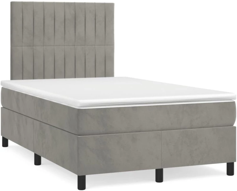 Κρεβάτι Boxspring με Στρώμα Ανοιχτό Γκρι 120x190 εκ. Βελούδινο Γκρι 3270007