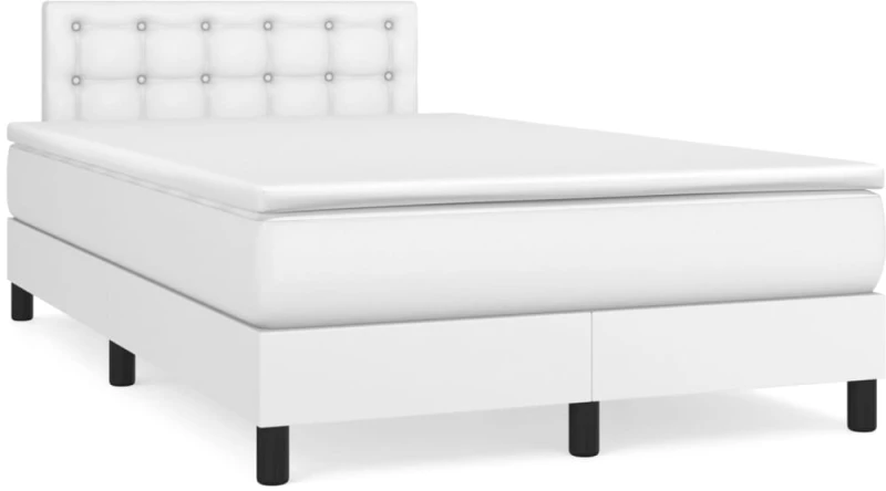 Κρεβάτι Boxspring με Στρώμα Λευκό 120x190εκ.από Συνθετικό Δέρμα Λευκό 3269820
